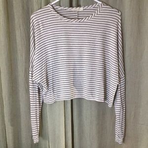 Olivia Rae Cream and Black Cropped long sleeve Tee